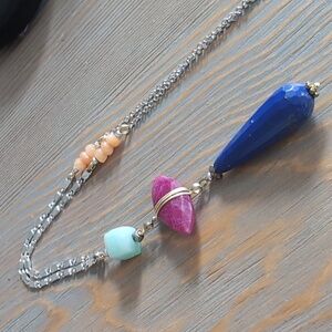 Nakamol Chicago Genuine Stone/Silver tone Necklace,  32", EUC